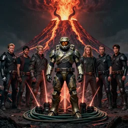 portrait Madman Man Master Chief Sacrificing sacrificing the Elves to a Volcano Volcano God Volvo Commercial Altar Altar made of lasers and garden hoses john william waterhouse giorgio de chirico marc simonetti ross tran ruan jia edward hopper graham sutherland greg rutkowski james gilleard anton semenov
