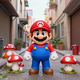 super mario as a drug dealer selling magical mushrooms in the alleys of los angeles, super mario in real life, red hat, blue overalls, mario super mushroom, canon eos r 3, f / 1. 4, iso 2 0 0, 1 / 1 6 0 s, 8 k, raw, unedited, symmetrical balance, wide angle