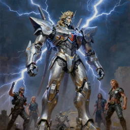 a giant statue of zeus mecha, lightning, tim hildebrandt, wayne barlowe, bruce pennington, donato giancola, trending on artstation, cinematic composition, beautiful lighting, hyper detailed, 8 k, oil on canvas