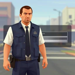 gta 5 loading screen, cell shaded, private investigator