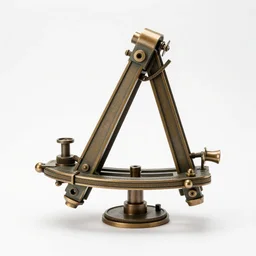 bronze sextant, professional product shot, isolated on a pure white background, centered, entire object in frame, sharp focus, soft studio lighting