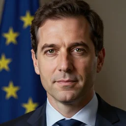 [portrait of Patrick Balkany as the president of the European Union, close-up, official photoshoot]