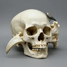 plague doctor skull, bird, beak, bone