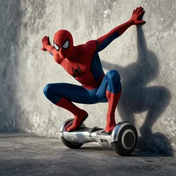 spiderman falls off a hoverboard