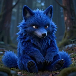cute handsome cuddly werewolf from van helsing unreal engine hyperreallistic render 8k character concept art masterpiece deep vibrant navy blue forest
