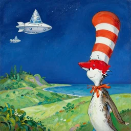 vaadhoo landscape at night in the style of Dr. Seuss, starships, painting by Raphael Lacoste