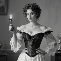 1922 spirit photography of a beautiful Victorian ghost in a corset