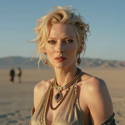 tilda swinton at burning man, malti klarwein style