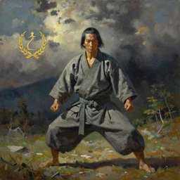oil painting of morihei ueshiba