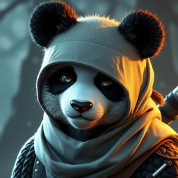 portrait panda bear ninja 🐼 young, style artstation, style greg rutkowsk, ciberpunk, comic art book, biopunk, octane render, unreal engine 6, epic game graphics