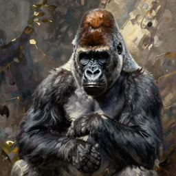 gorilla, oil painting