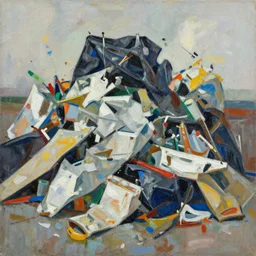 painterly warped trash heap, abstract expressionism