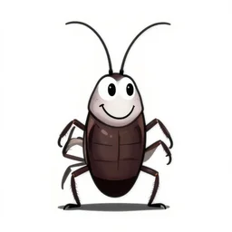 cockroach character, smiling, large antennae, minimalist cartoon style, by peter chan and Larry Ahern