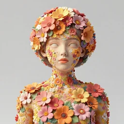 a 3d portrait of a woman covered in flowers by Audrey kawasaki and James jean and pictoplasma