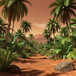a beautiful detailed jungle on the mars
