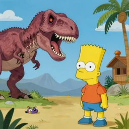 concept art painting of bart simpson in jurassic park, by james gurney and greg rutkowski 4 5 5 4 3 5