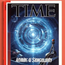 TIME magazine cover, the coming AI singularity, by Chesley Bonestell