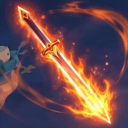 sword made of fire in the style of Makoto Shinkai, anime, colorful, beautiful, 4k