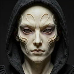 an intricate, detailed face of the grim reaper, Ivory skin, dramatic lighting, 8k render, Octane, Photorealism, art nouveau