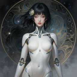 extremely beautiful japanese cyberpunk cyborg goddess. intricate, elegant, highly detailed, extremely lifelike photorealistic digital painting, cinematic lighting, artstation. steichen, gaston bussiere, tom bagshaw, cyberpunk alphonse mucha. elegant minimalism. anatomically correct. sharp focus. surreal lush cosmic hallucination