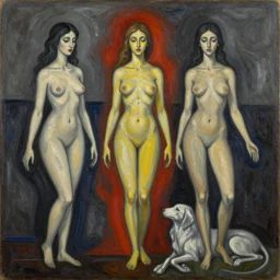the three fates, pain, pleasure, suffering, adventure, love, life, afterlife, abstract oil painting, gouche on paper by MC Escher and Salvador Dali and raqib shaw,-W 1024