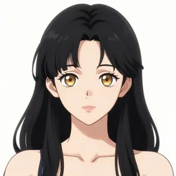 portrait of hopeful moon goddess, hazel eyes, jet black hair, beautiful, symmetrical, anime, concept art
