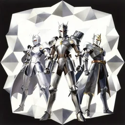 album cover art for katakana knights in front of tessellations polygons by akihiko yoshida