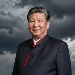 photorealistic xi jinping, akatsuki robe, dramatic lighting, 8 k, dark clouds