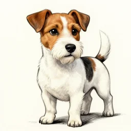 a huge jack russel terrier, illustration, graphic novel, graphite, marker art, crayon, paint, comic book, warm color palette, electric colors, tonal colors, 2 d, 8 k, natural lighting, amoled, moody lighting, diffraction grading, cel shading : : katsuhiro otomo
