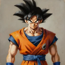 masterpiece portrait painting of medieval goku by wlop and greg rutkowski, highly detail, featured in art station