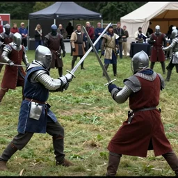 medieval sword fight cctv footage, coloured photo, security cam footage