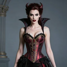 beautiful vampire queen with ornate corset, highly detailed, 4k, HDR, smooth, sharp focus, hyper realistic, high resolution, award-winning photo