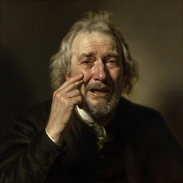 a portrait study of a crying old man, by rembrandt, rembrandt lighting, rim light, dramatic and moody, expressive