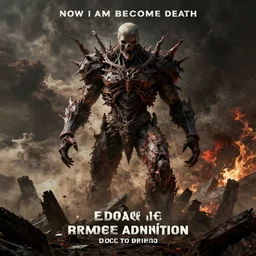 now i am become death, the destroyer of worlds apocalypse doomsday armageddon meltdown extinction annihilation winning award masterpiece octane render cinematic by album artwork philippe druillet