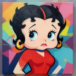 Painting of Betty Boop by Sachin Teng :4  stylish, asymmetrical, Matte Painting , Vector art, geometric shapes, hard edges, graffiti, street art:2 Masterpiece, high detail, by Sachin Teng:4