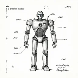 robot boss weakpoint analysts schematic by thomas hubert. in the style of a 1 9 8 3 patent design diagram