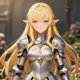 magical buxom cute anime elf witch long blonde hair, warrior armor. symmetrical face. symmetrical detailed defined eyes. beautiful lineart. bokeh pixiv # 1 ranking depth focus, chromatic aberration, noise, soft lighting, srgb, 4 k, cinematic rembrant kuvshinov ross tran craig mullins leyendecker wlop guweiz