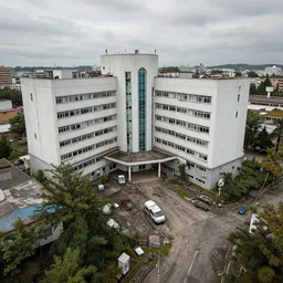 highly detailed landscape of hospital, ( urbex ), ( urban exploration ) by james jean, by rossdraws, frank franzzeta, mcbess