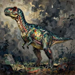dinosaur in the style of egon schiele