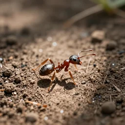 tilt shift macro dirt, cute ant posing