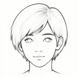 clean simple line art of a little bit with short hair. no background. well composed, clean coloring book page, beautiful detailed face. coloring book line art by greg rutkowski and johanna basford and alphonse mucha