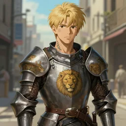 blake mitchell, portrait of a male knight, street clothes, lion tatoos, fantasy, face like blake mitchell, blonde shinkai makoto studio ghibli studio key hideaki anno sakimichan stanley artgerm lau rossdraws james jean marc simonetti elegant highly detailed digital painting artstation pixiv