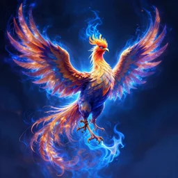 a phoenix burning in blue flames, concept art, digital painting, trending on artstation, deviantart, epic composition, extremely detailed, volumetric lighting, masterpiece, octane render