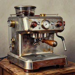 steampunk espresso machine painting