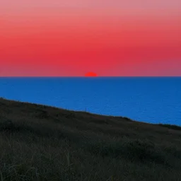 red skies and blue oceans by ruan jia, landscape,