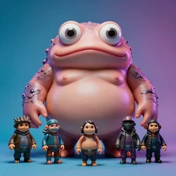 hyperrealistic rendering, fat smooth cronenberg flesh monster toad kaiju by donato giancola and greg rutkowski and wayne barlow and zdzisław beksinski, eyeballs, product photography, action figure, sofubi, studio lighting, colored gels, colored background