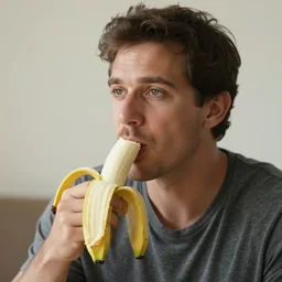 photorealistic man eating a banana, 8k