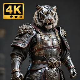 photo of a warrior with metal tiger themed armour, highly detailed, 4 k, hdr, smooth, sharp focus, high resolution, award - winning photo