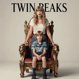 twin peaks movie poster art of taylor swift standing next to young boy sitting in throne, cheerleader being sacrificed to the moloch in a ritual in the grove, highly detailed, illustration, by artgerm, leyendecker, wlop, katherine lam, peter mohrbacher, michael whelan and tomer hanuka, godward, gustav moreau, saturno butto, boris vallejo, david kassan