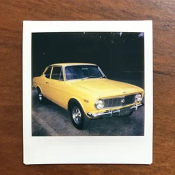 old polaroid shots of a yellow car
